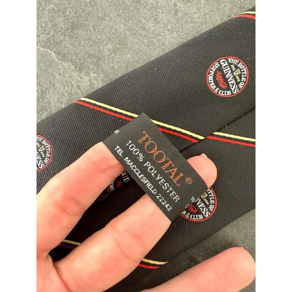 Vintage Guinness Tootal Beer Logo necktie black polyester novelty short